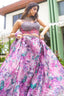 Mauve Organza Silk Floral Print Lehenga with Cutdana Sequin Corset with Cape Jacket - silk saree