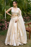 Off White and Golden Orgazna Lehenga with Embellished Beaded Blouse - gold saree