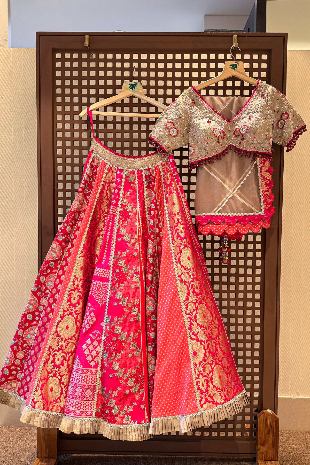 Pink Banarasi Silk Woven Lehenga