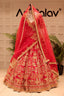 Red KD Dupion Silk Designer Bridal Lehenga with Double Dupatta - red silk saree