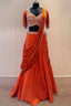 Orange Silk Zardosi Work Lehenga with Attached Dupatta - orange silk saree