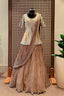 Chocolate Brown Crush Silk Lehenga with Sequin Cutdana Slit Top and Attached Dupatta - brown silk saree