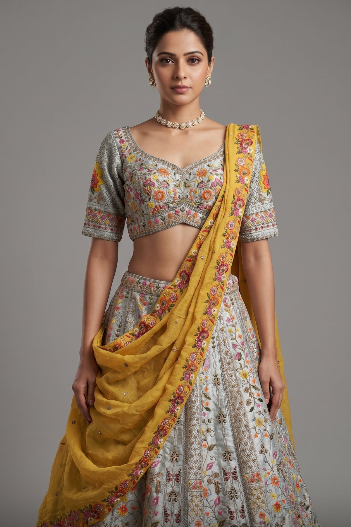 Light Green Raw Silk Embroidered Lehenga - red silk saree embroidered