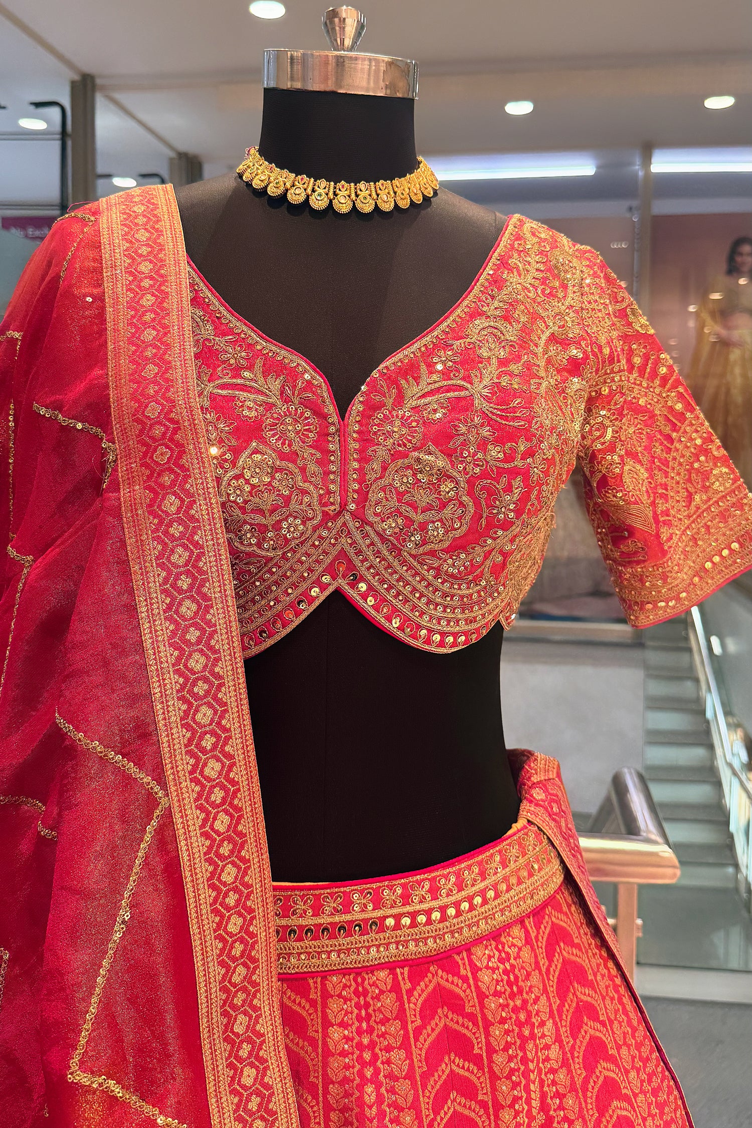 Pink Banarasi Silk Woven Lehenga