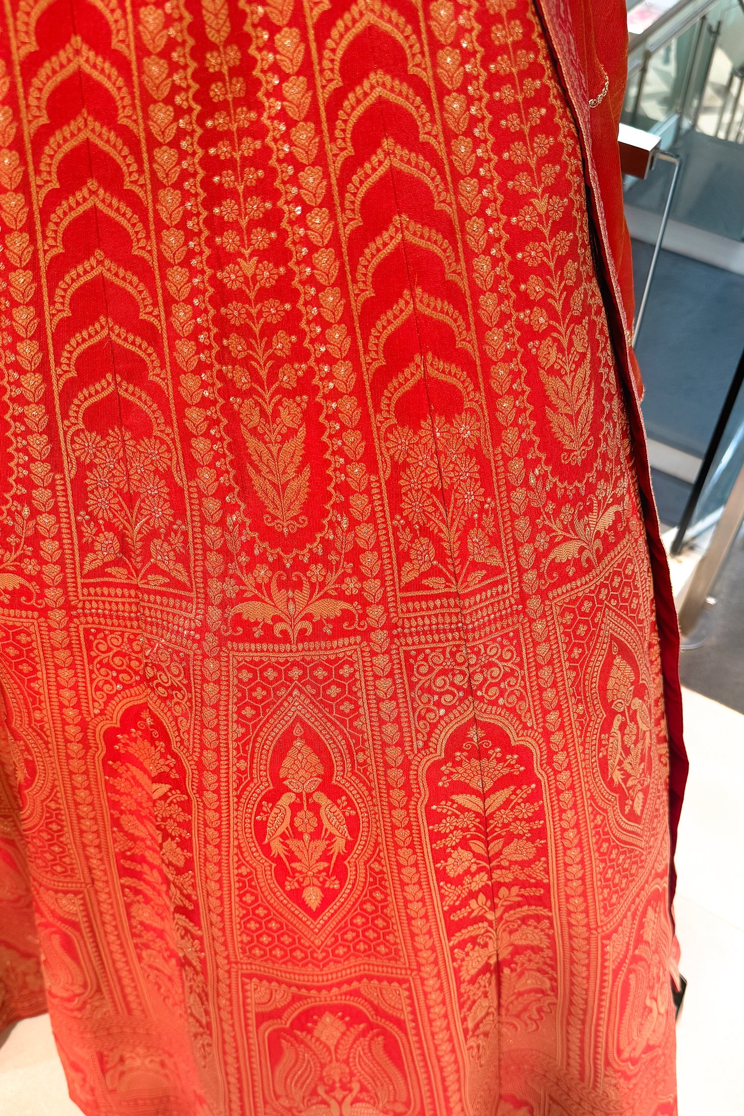 Orange Banarasi Silk Woven Lehenga