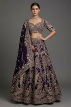 Blue Banarasi Silk All Over Woven Lehenga with Peacock and Animal Motif - blue silk saree