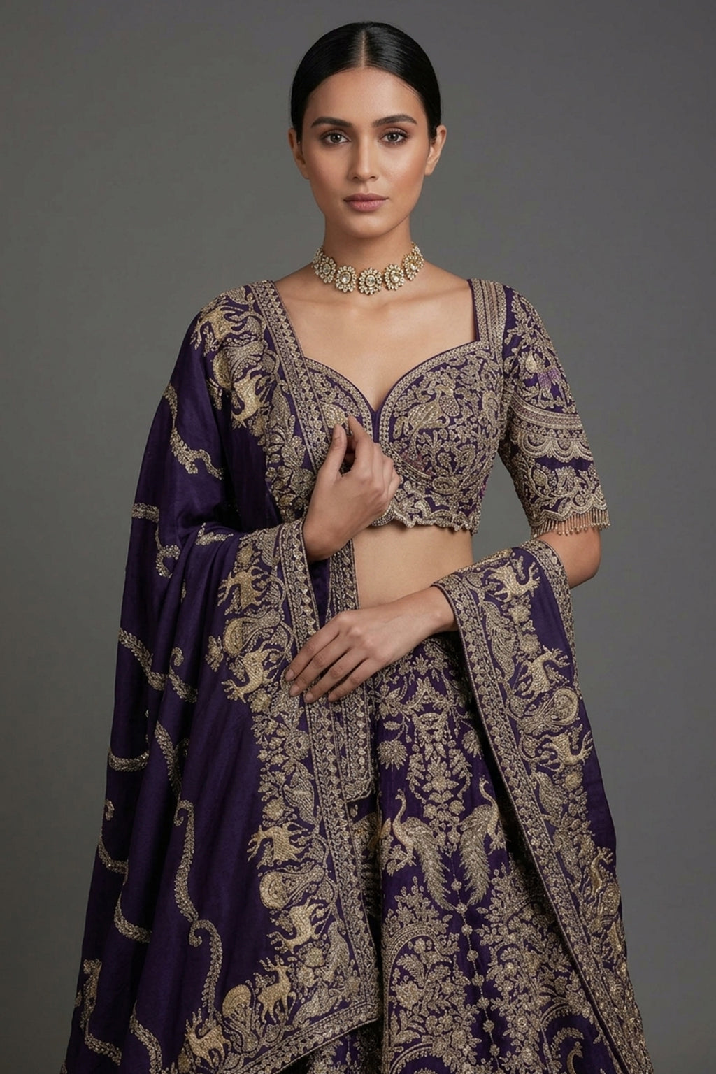 Blue Banarasi Silk All Over Woven Lehenga with Peacock and Animal Motif - blue silk saree