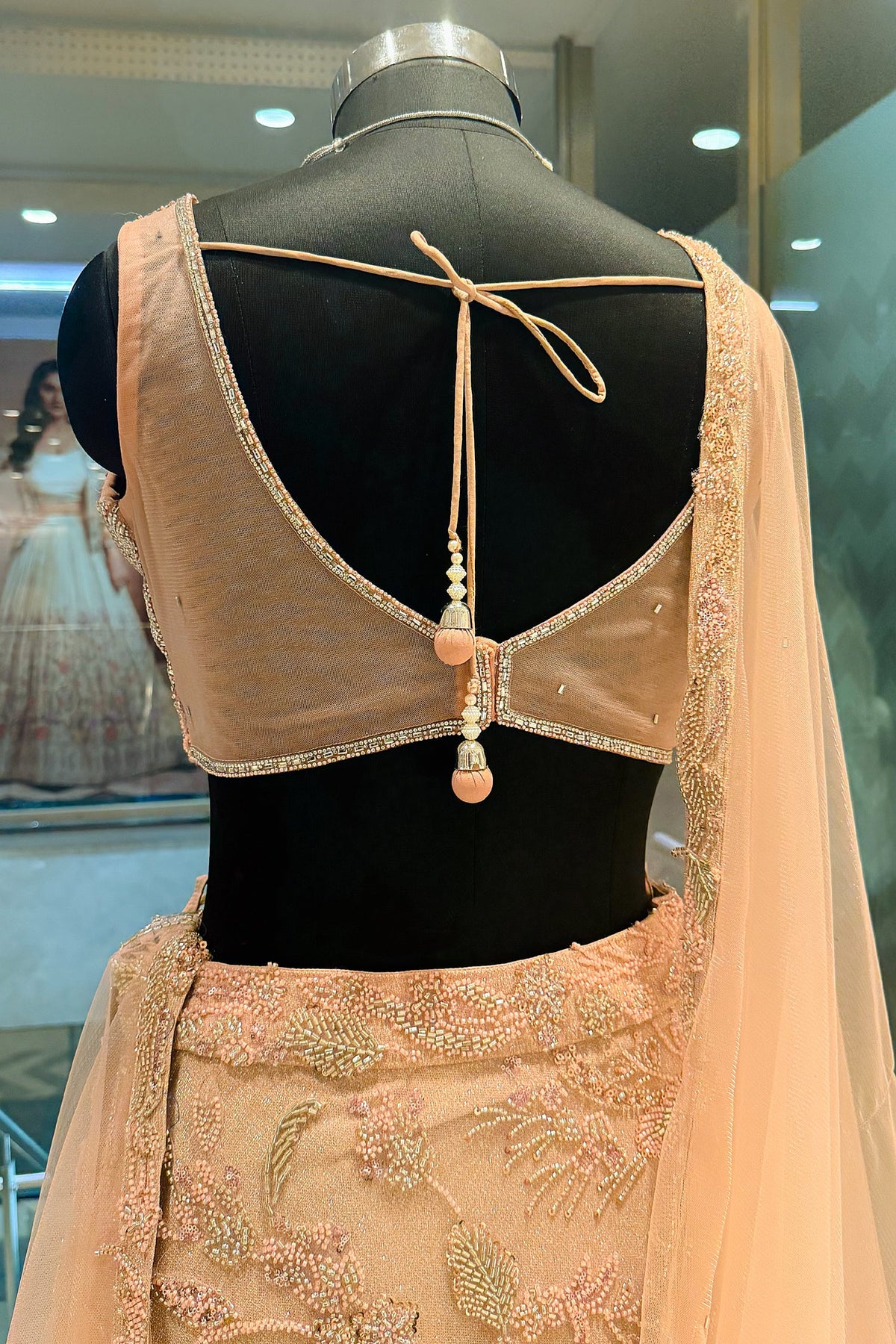 Pink Lycra Net Shimmer Designer Handworked Lehenga - pink net saree