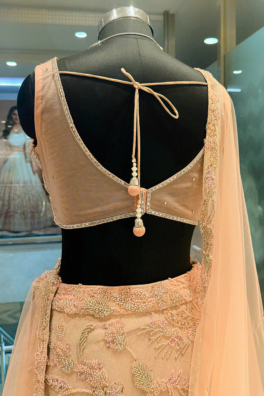 Pink Lycra Net Shimmer Designer Handworked Lehenga - pink net saree