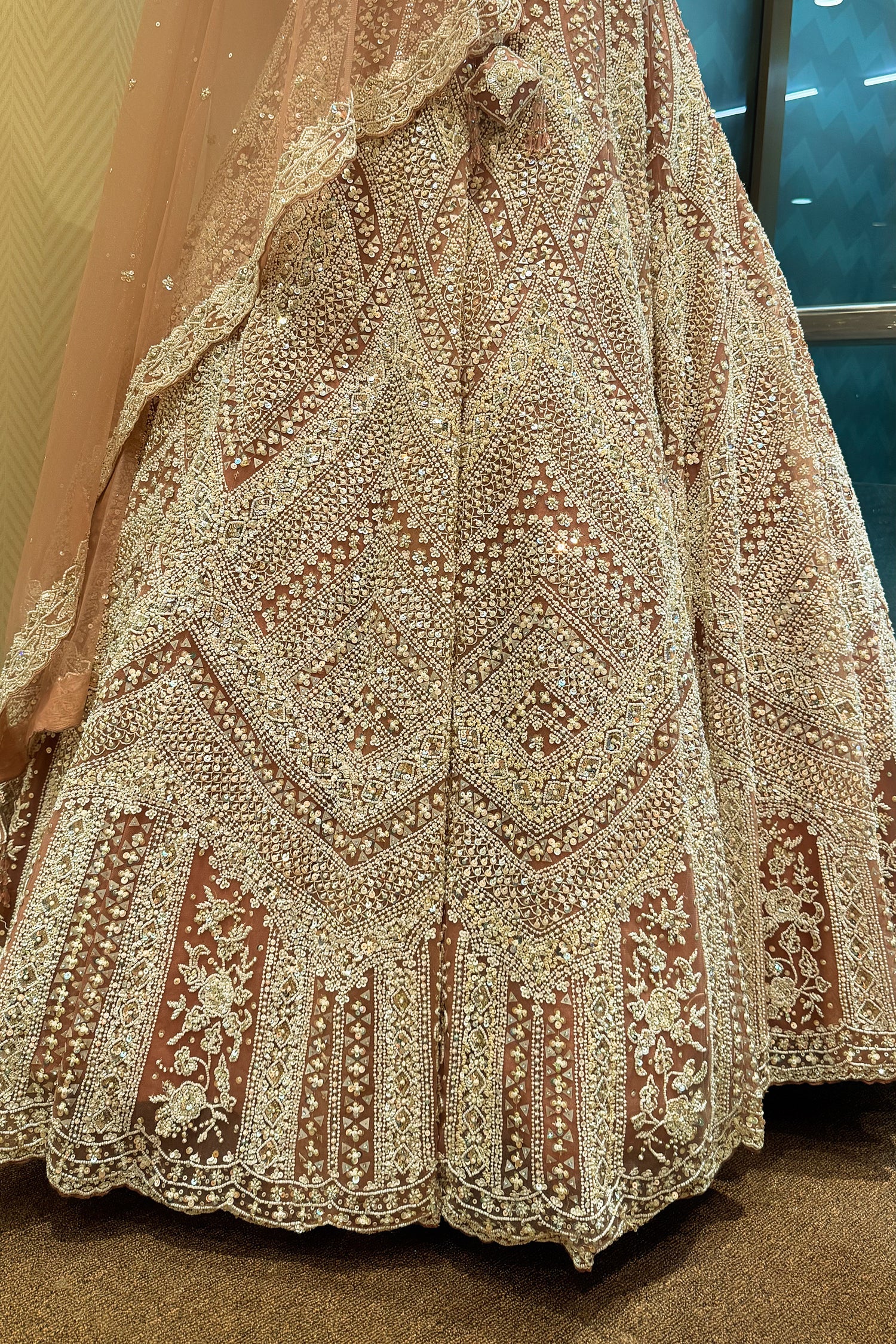 Dusty Rose Pink Net Designer Handoworked Lehenga - pink net saree