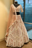 Dusty Rose Pink Net Designer Handoworked Lehenga - pink net saree