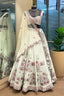 Off White Raw Silk Floral Embroidered Lehenga - red silk saree embroidered