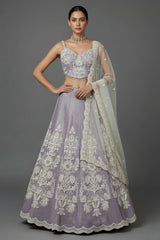 Lavender Purple Net Designer Lehenga with Corset