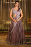 Mauve Chinon Silk Cutdana Sequin Work Lehenga with Attached Dupatta - silk saree