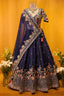Blue Silk Embellished Floral Embroidered and Cutdana Beaded Work Lehenga - red silk saree embroidered