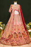 Dusty Pink Silk Zardosi and Velvet Patch Worked Lehenga with Double Dupatta - pink silk saree