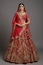 Maroon Silk Heavy Worked Bridal Lehenga - maroon silk saree