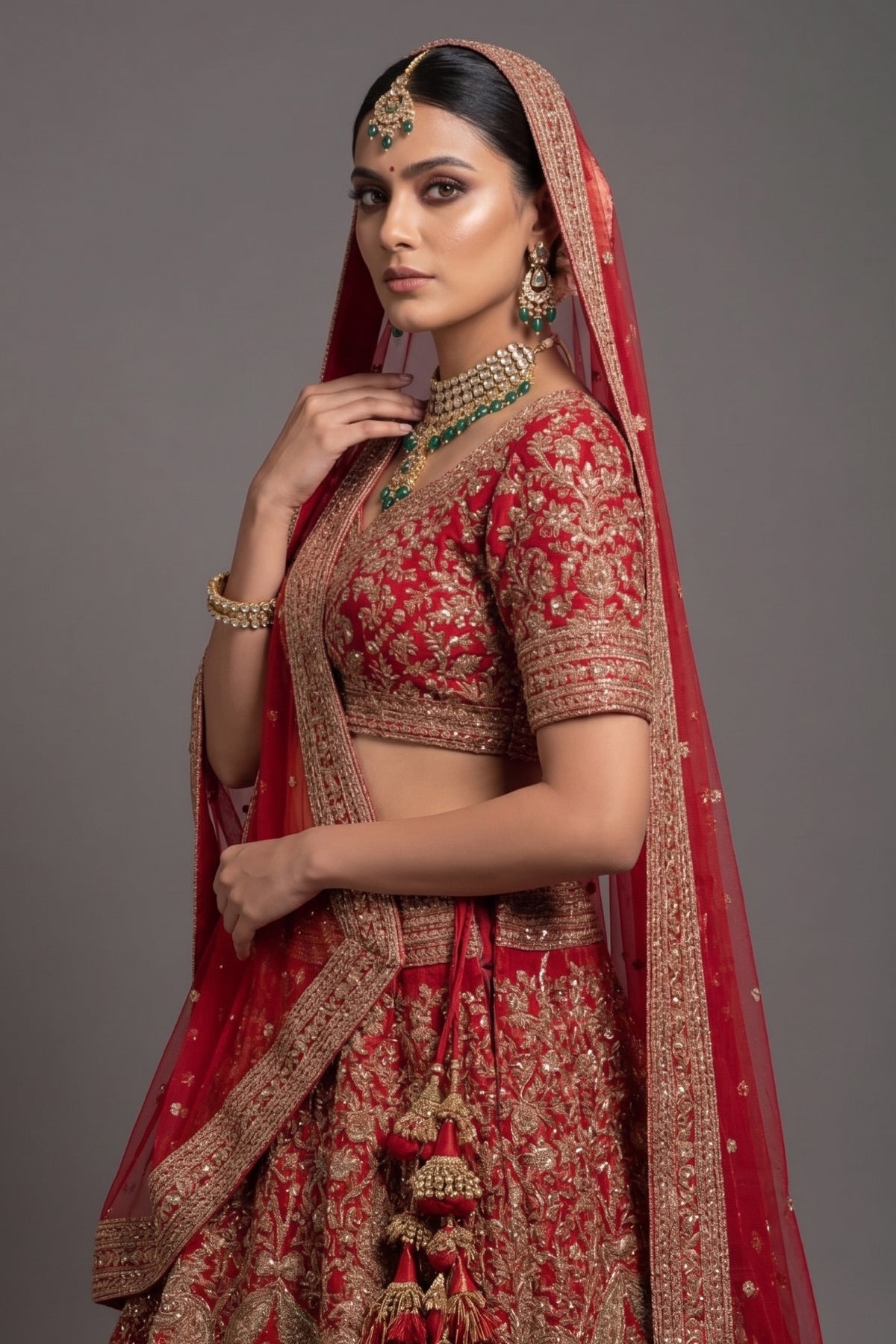 Maroon Silk Heavy Worked Bridal Lehenga - maroon silk saree