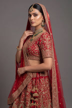 Maroon Silk Heavy Worked Bridal Lehenga - maroon silk saree