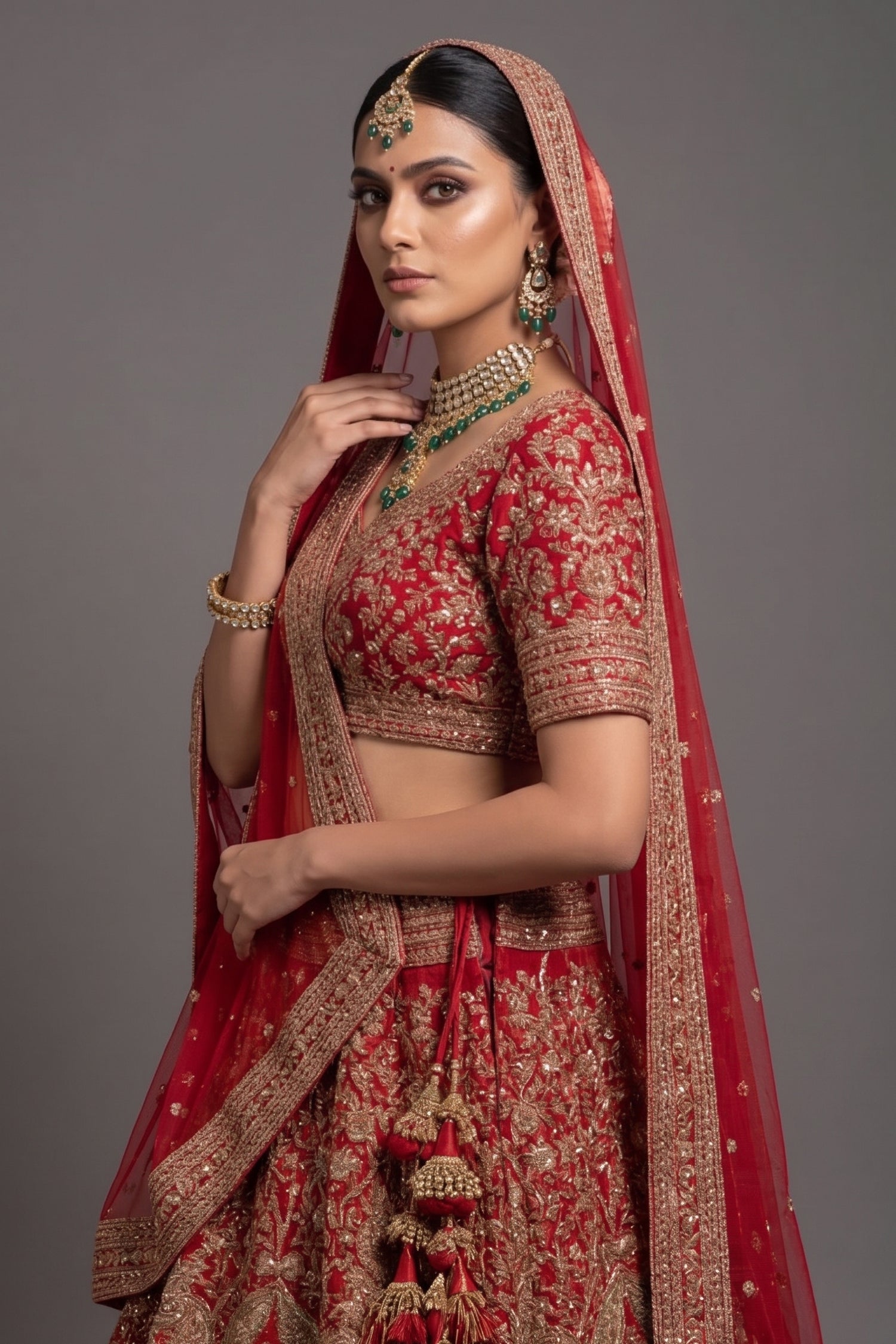 Maroon Silk Heavy Worked Bridal Lehenga - maroon silk saree