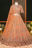 Dusty Peach Tissue Designer Zardosi and Sequin Cutdana Embellished Work Lehenga - peach saree
