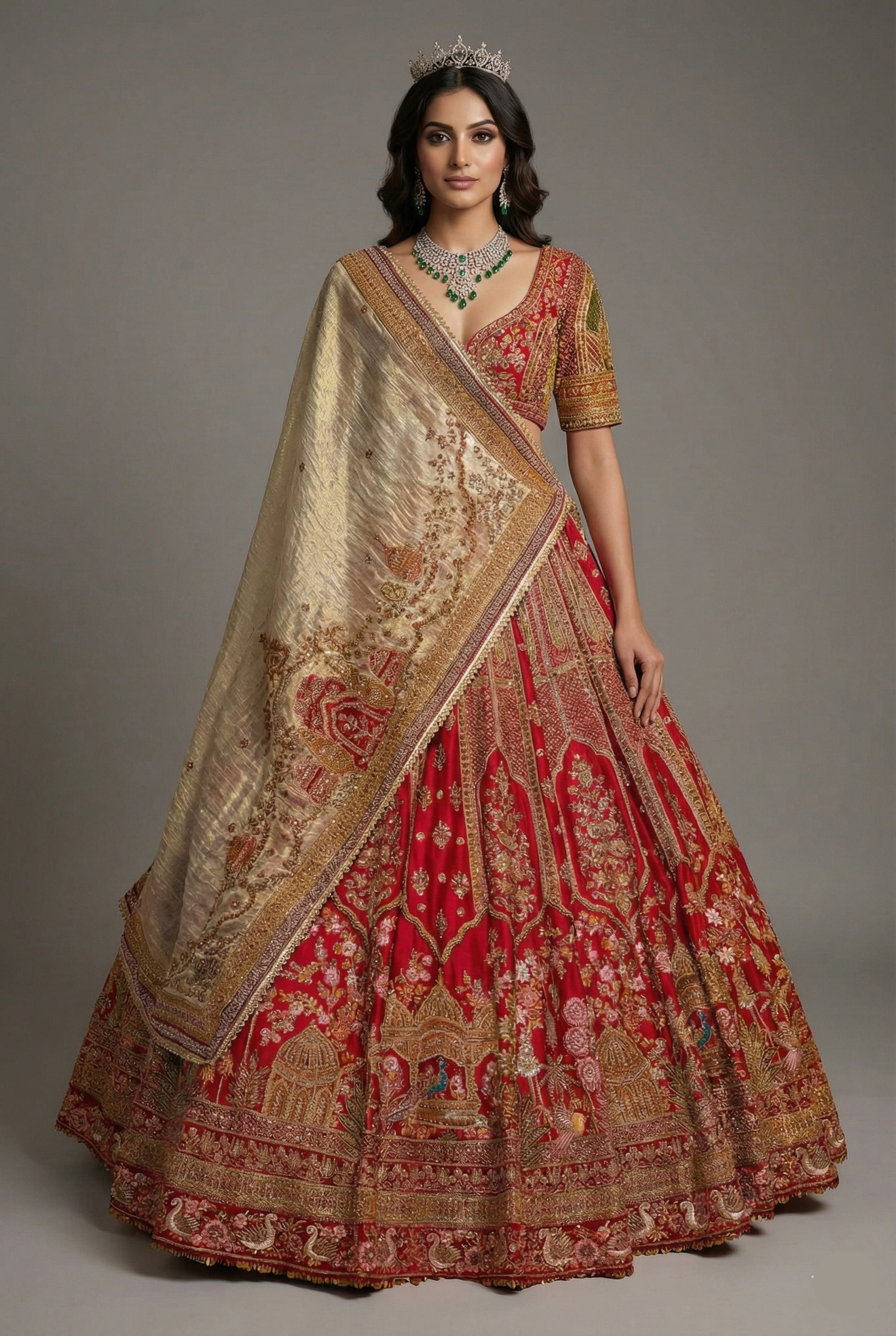 Maroon Raw Silk Desinger Bridal Lehenga with Zardosi Work - maroon silk saree Main image