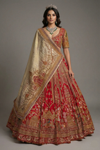 Maroon Raw Silk Desinger Bridal Lehenga with Zardosi Work - maroon silk saree