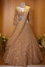Champagne Beige Designer Sequinned and 3D Flower Worked Lehenga - beige saree