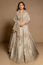 Sage Green Organza Zardosi and Embroidered Worked Lehenga - red organza saree embroidered