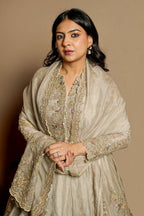 Sage Green Organza Zardosi and Embroidered Worked Lehenga - red organza saree embroidered