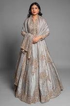 Sage Green Organza Zardosi and Embroidered Worked Lehenga - red organza saree embroidered