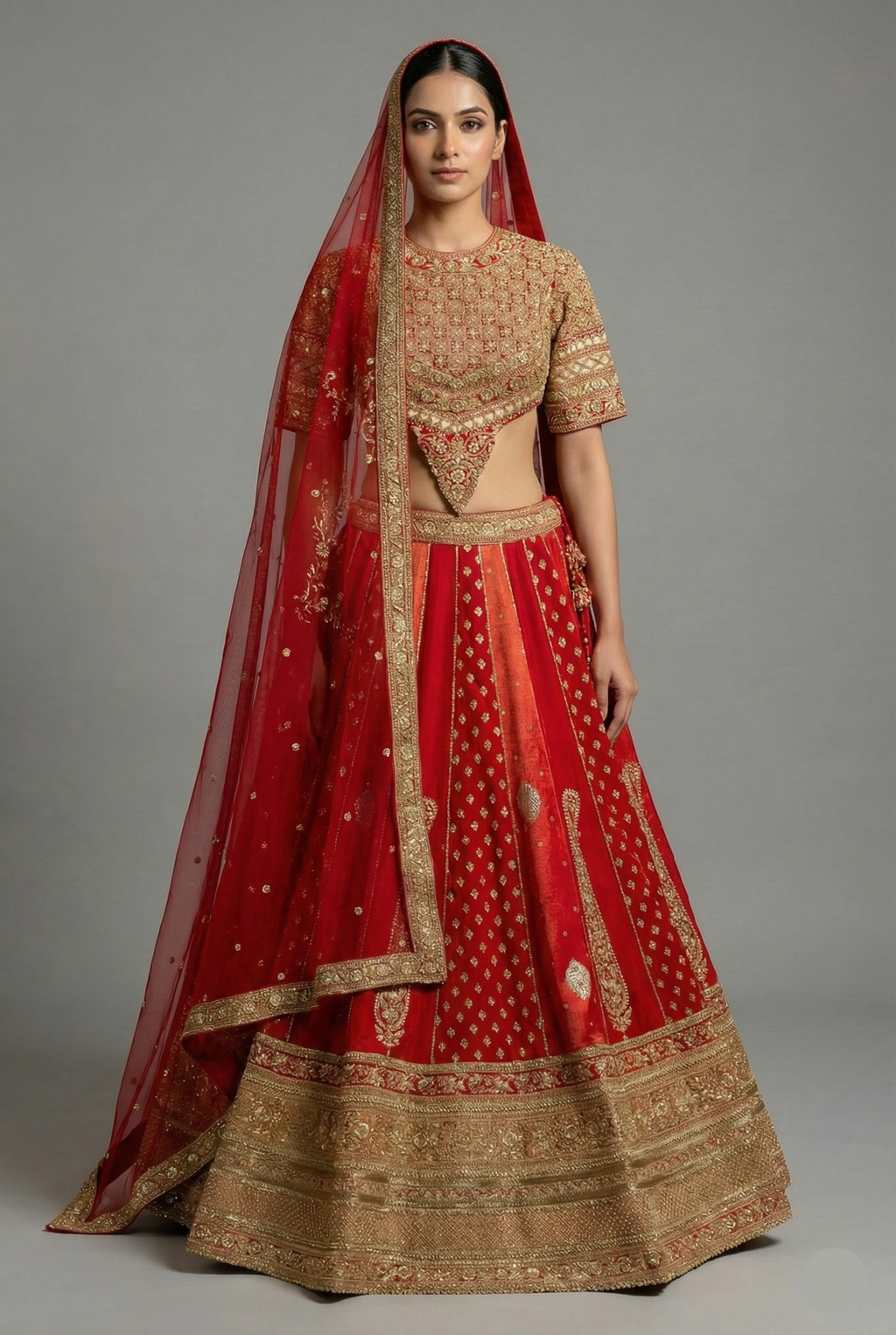 Maroon Raw Silk Tissue Paisley Motif Designer Bridal Lehenga with Double Dupatta - maroon silk saree