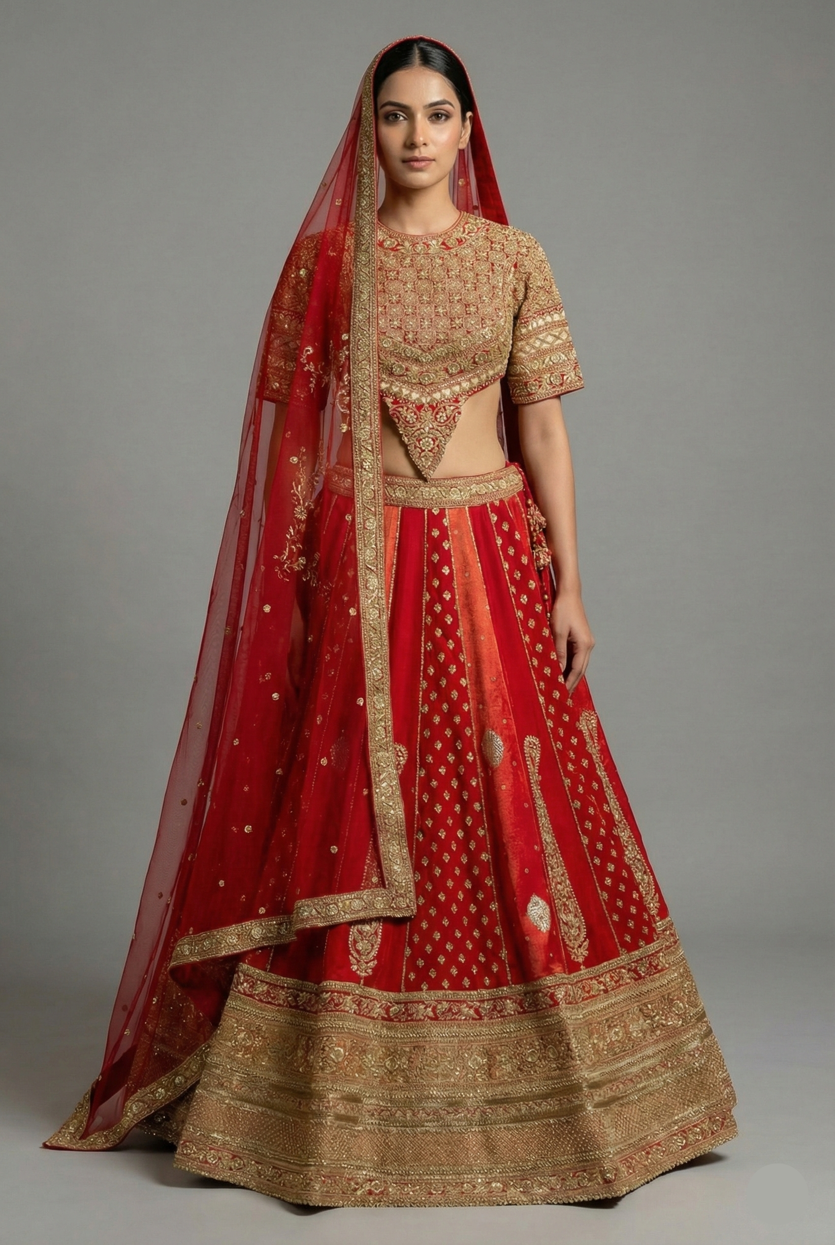 Maroon Raw Silk Tissue Paisley Motif Designer Bridal Lehenga with Double Dupatta - maroon silk saree