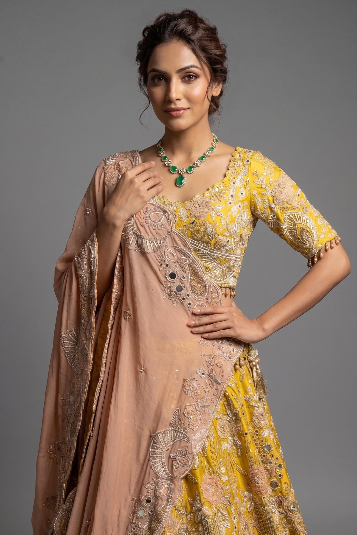 Yellow Raw Silk Desginer All Over Embroidered and Sequins Worked Lehenga - red silk saree embroidered