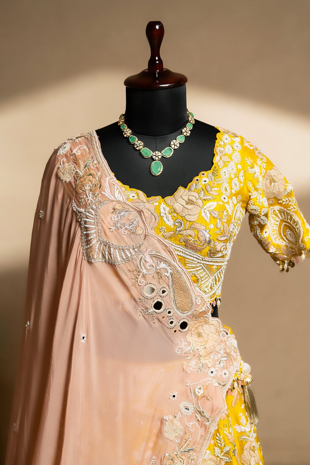 Yellow Raw Silk Desginer All Over Embroidered and Sequins Worked Lehenga - red silk saree embroidered