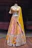 Multi Colored Tissue Silk Desginer Beaded and Zardosi Worked Lehenga - red silk saree