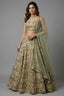 Green Tissue Organza Floral Printed Lehenga with Cutdana Sequin Work - green organza saree