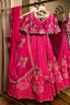 Magenta Silk Beaded and Zardosi Worked Lehenga - magenta silk saree