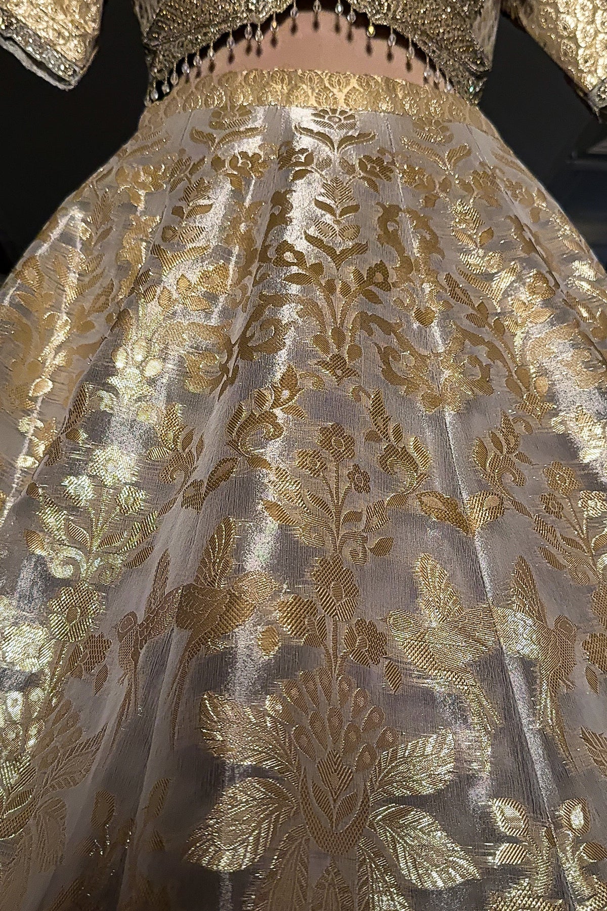 Off White Organza Woven Lehenga - white organza saree