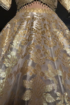 Off White Organza Woven Lehenga - white organza saree