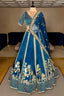 Rama Blue Organza Sequins and Zardosi Worked Lehenga - blue organza saree