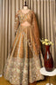Brown Silk Mirror Worked Scallop Design Lehenga - brown silk saree