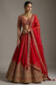 Red Silk Sequin Embroidered Bridal Lehenga - red silk saree embroidered