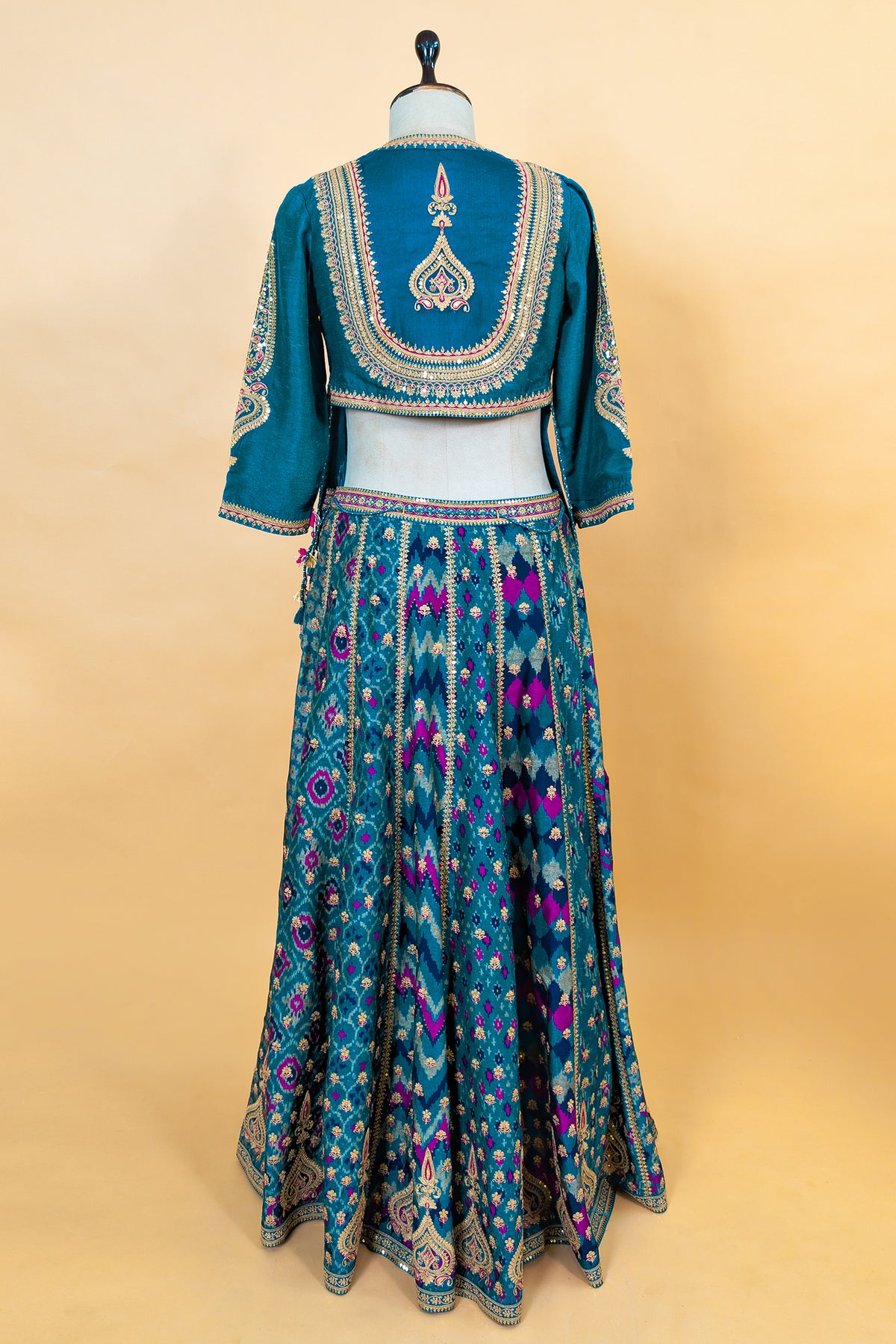 Designer Peacock Blue Silk Sequin Embroidered Lehenga Set for grand wedding receptions