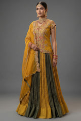Multi Colored Chinon Shimmer Lehenga - Front View