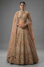 Champagne Beige Net Lehenga - Front View