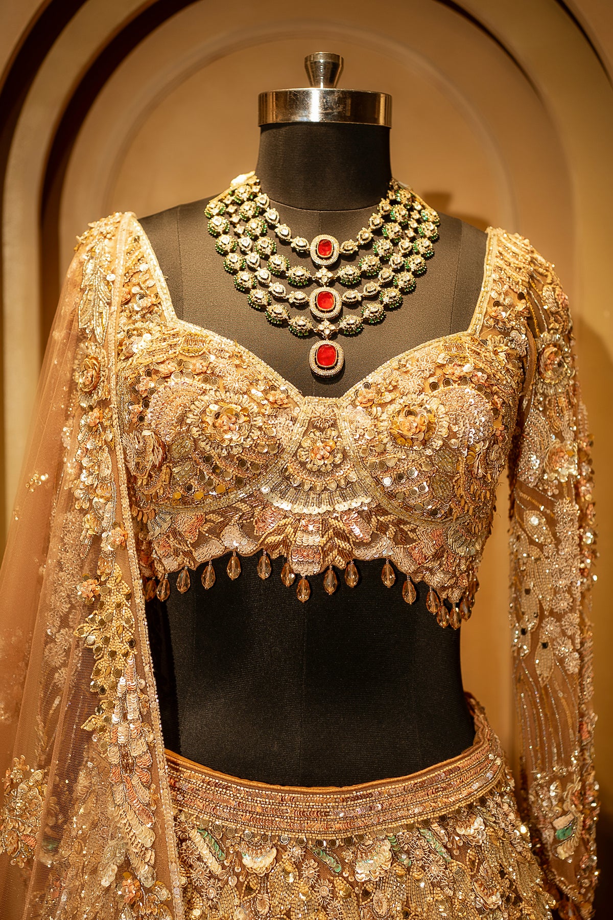 Designer Champagne Beige Net Lehenga for modern brides