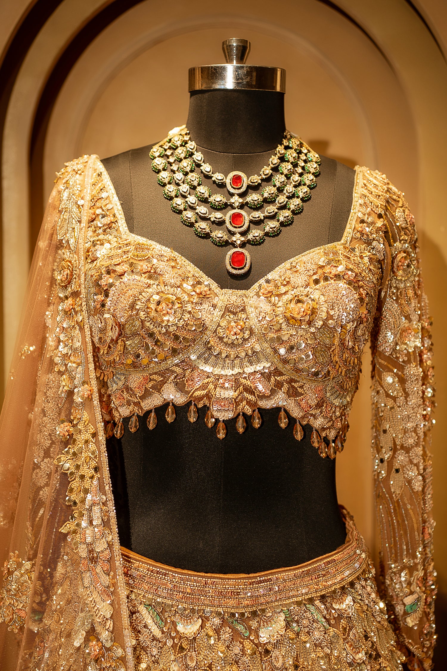 Designer Champagne Beige Net Lehenga for modern brides