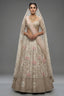 Off White Silk Flamingo Lehenga - Front View