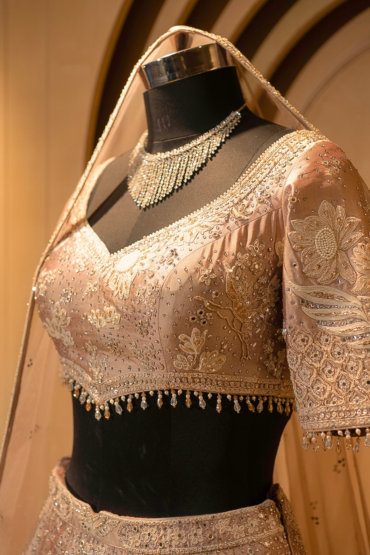 Designer Champagne Brown Silk Lehenga for modern brides